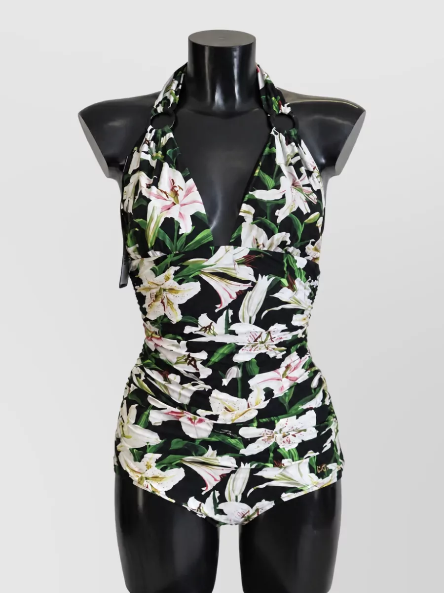 Dolce&Gabbana floral-print halterneck ruched swimsuit