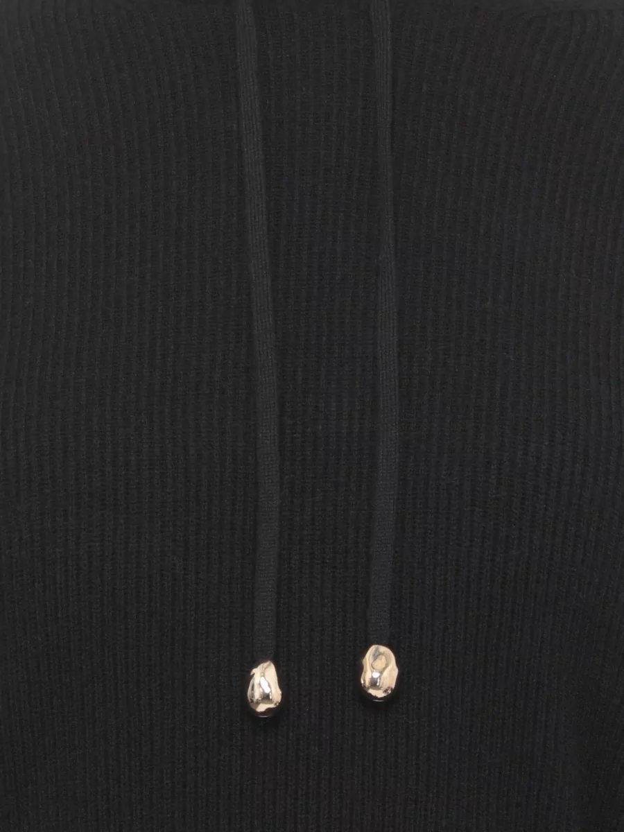 Fabiana Filippi Knit Hooded Dress Lace Waist Detail