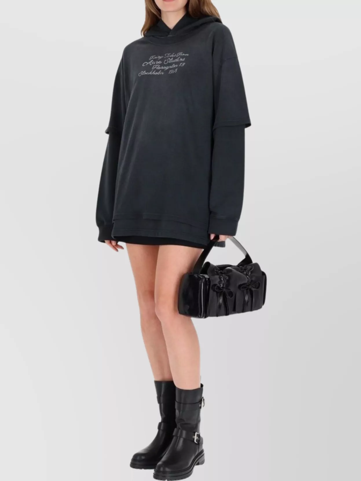 Acne Studios Hooded Long Sleeve Printed Sweatshirt In Blue
