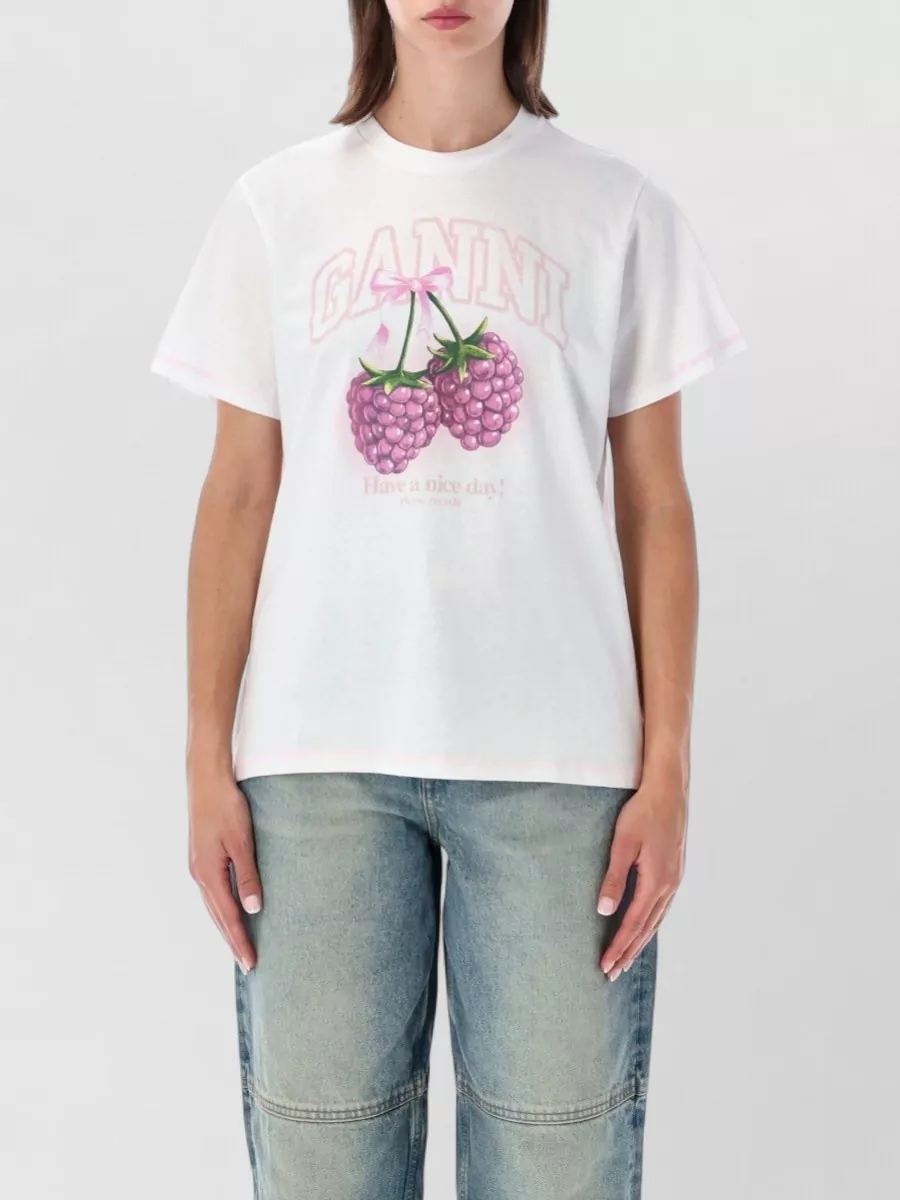 Ganni cotton printed t-shirt