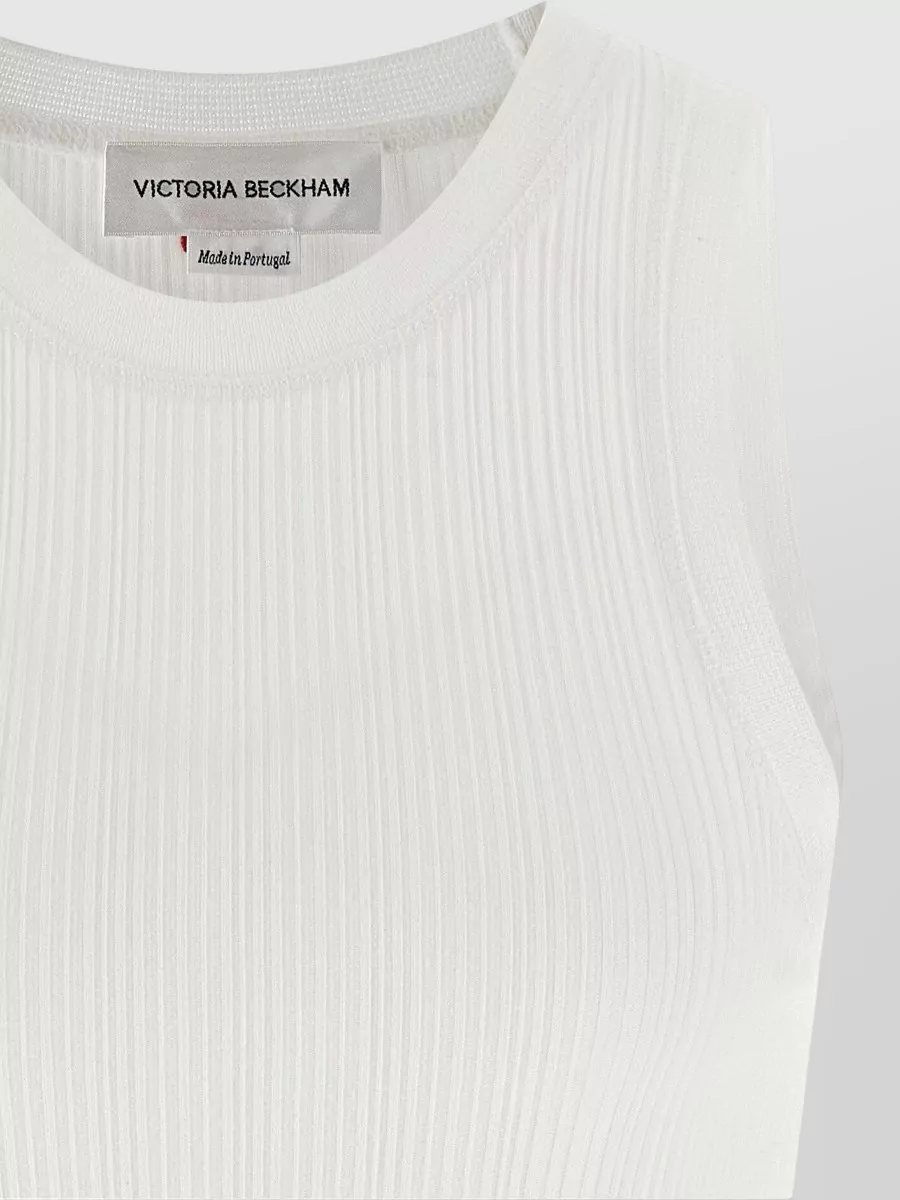 Victoria Beckham Sleeveless Rib Knit Tank Top Embroidered
