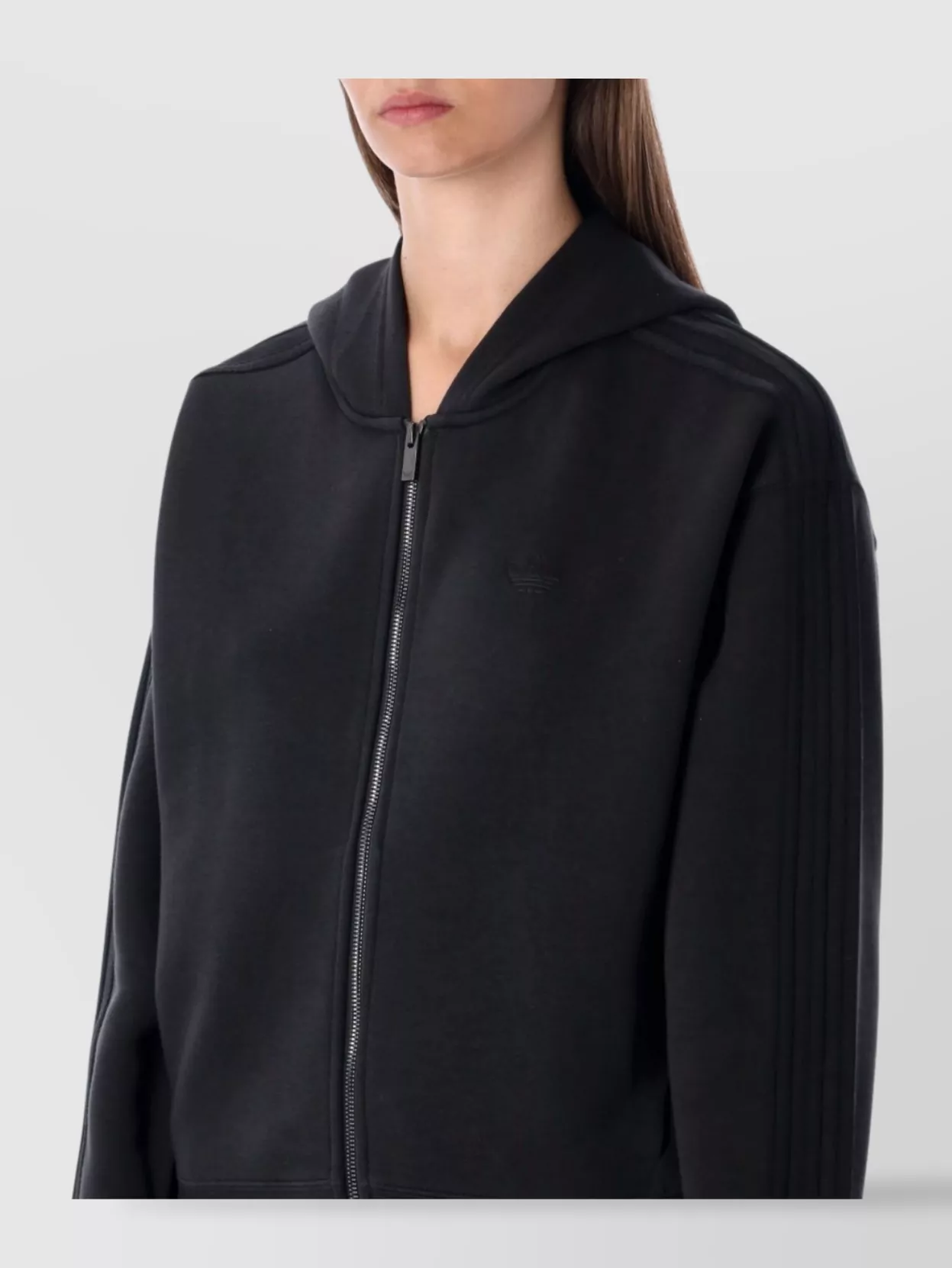 Adidas Originals Full-Zip Hoodie With Ribbed Cuffs And 3-Stripes