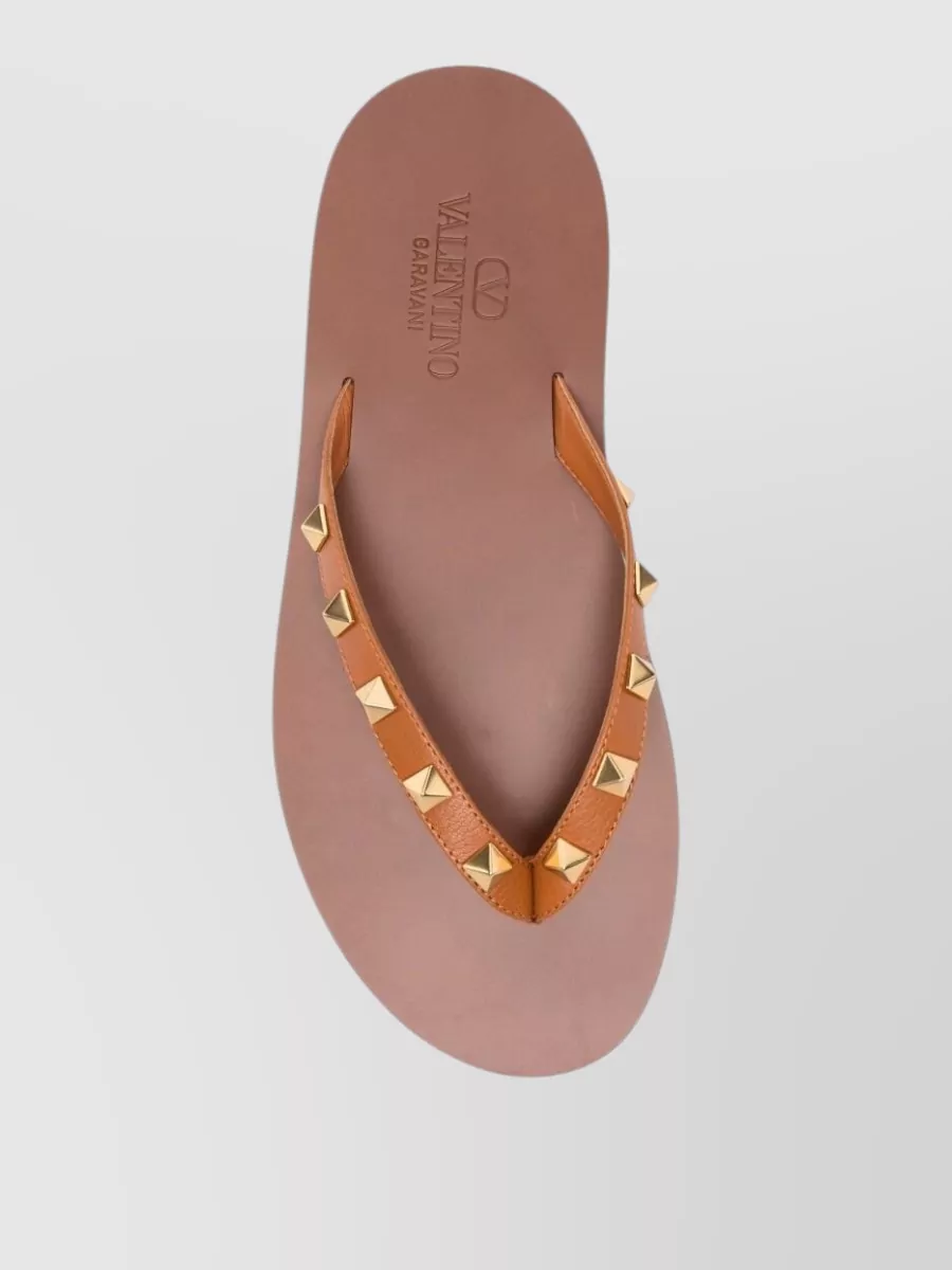 Valentino Garavani Leather Rockstud Thong Sandals