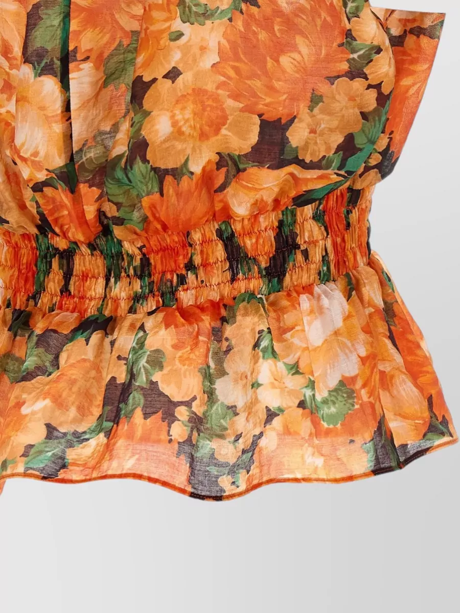 Pinko Printed V-Neck Cropped Blouse
