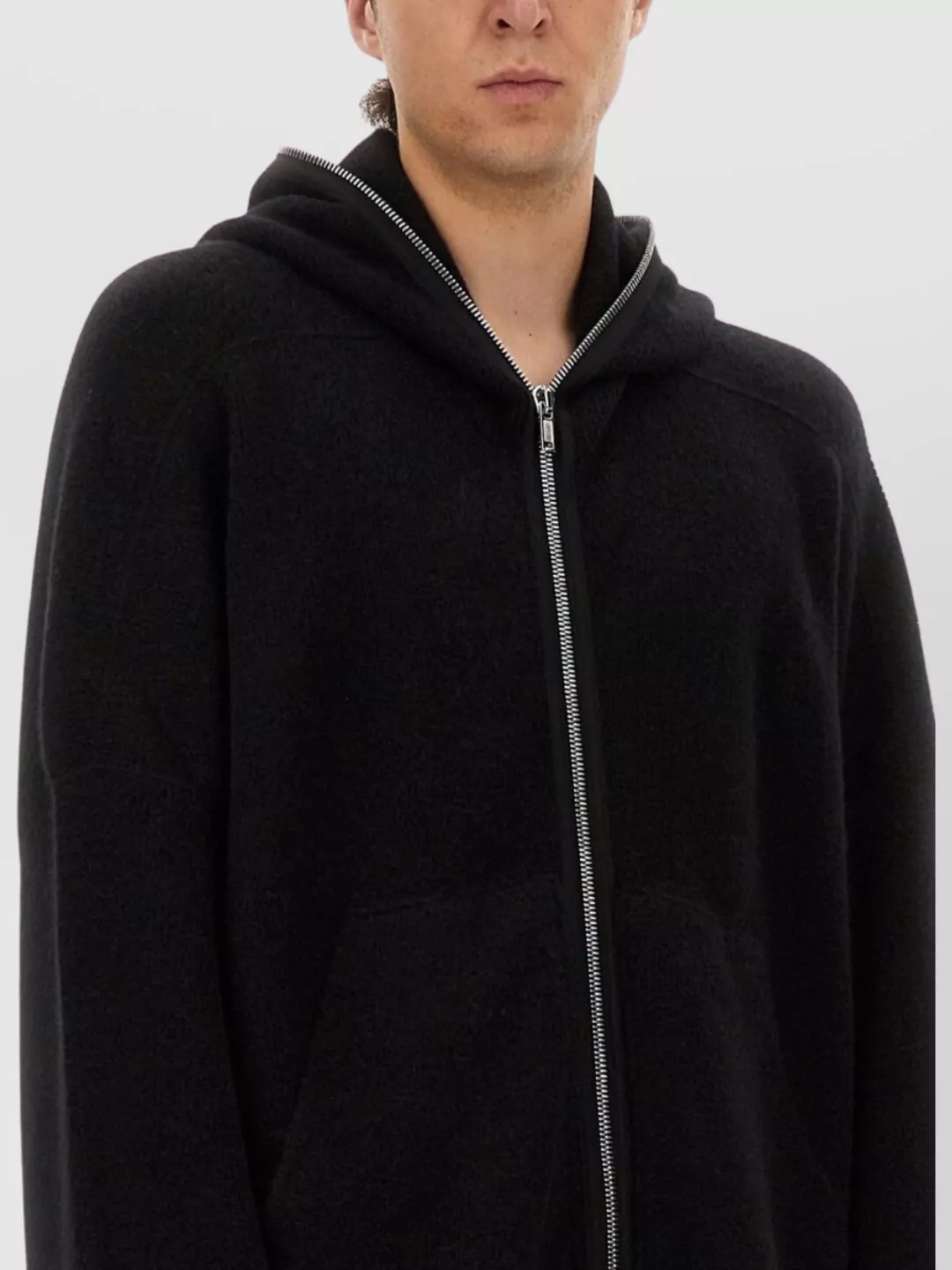 Rick Owens Hooded Knit Sweater Featuring Ribbed Finish