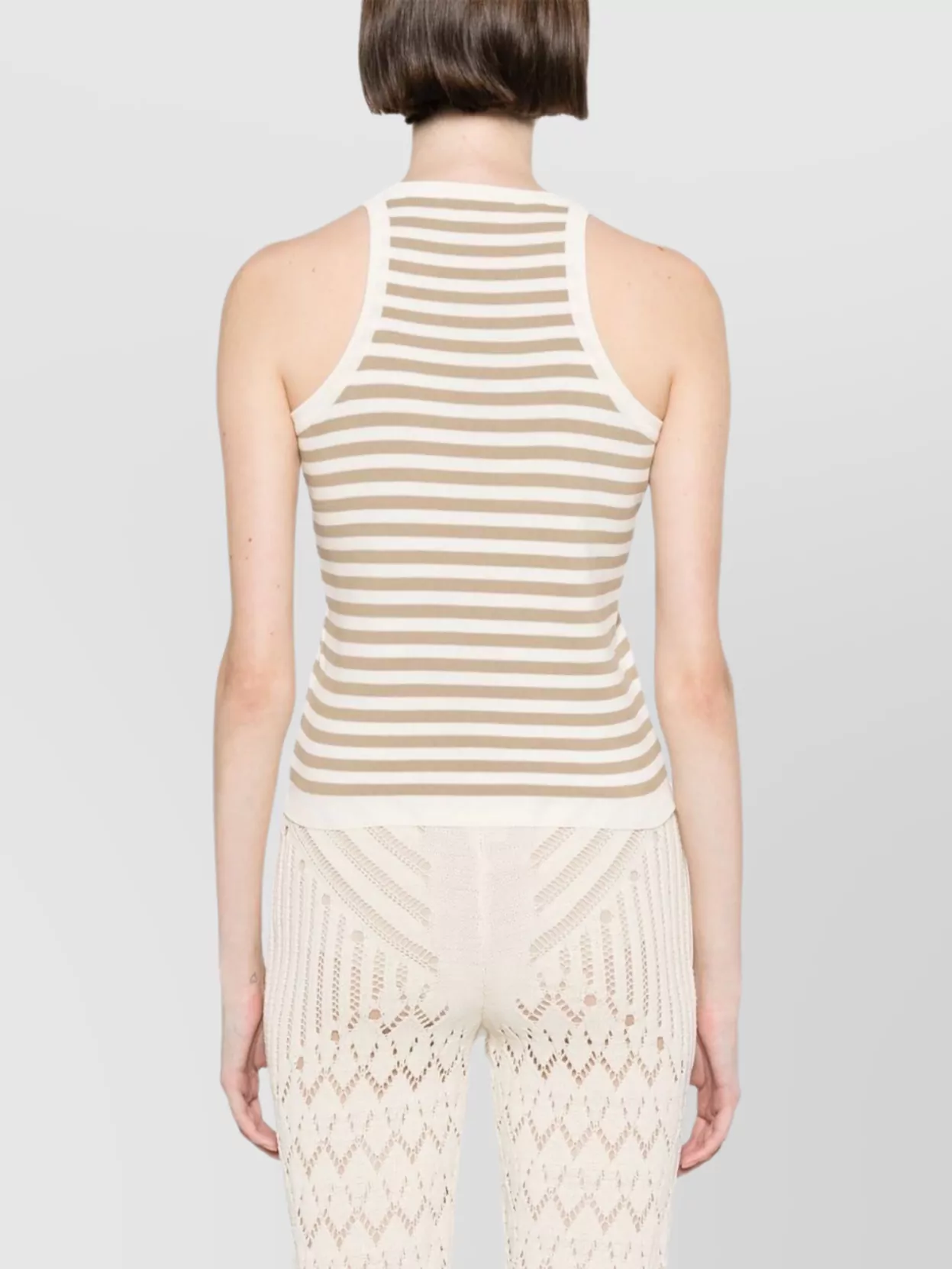 Max Mara Halterneck Ribbed Striped Sleeveless Knitwear