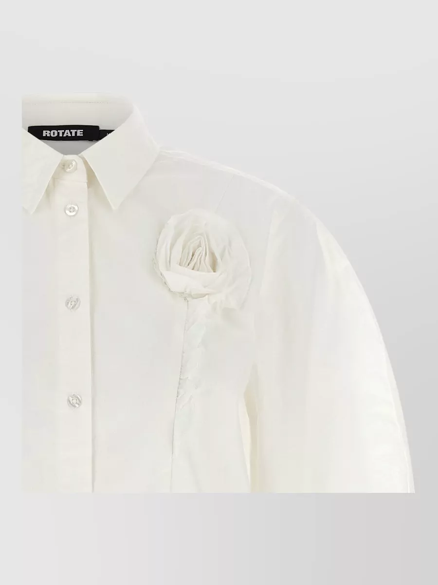 Rotate Birger Christensen 3D Floral Appliqué Oversized Cotton Shirt