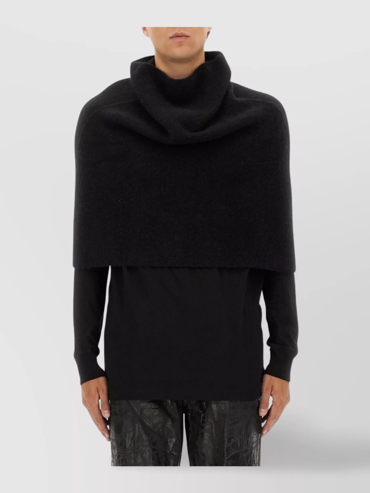 Rick Owens Textured Fabric Cropped Coat With High Collar