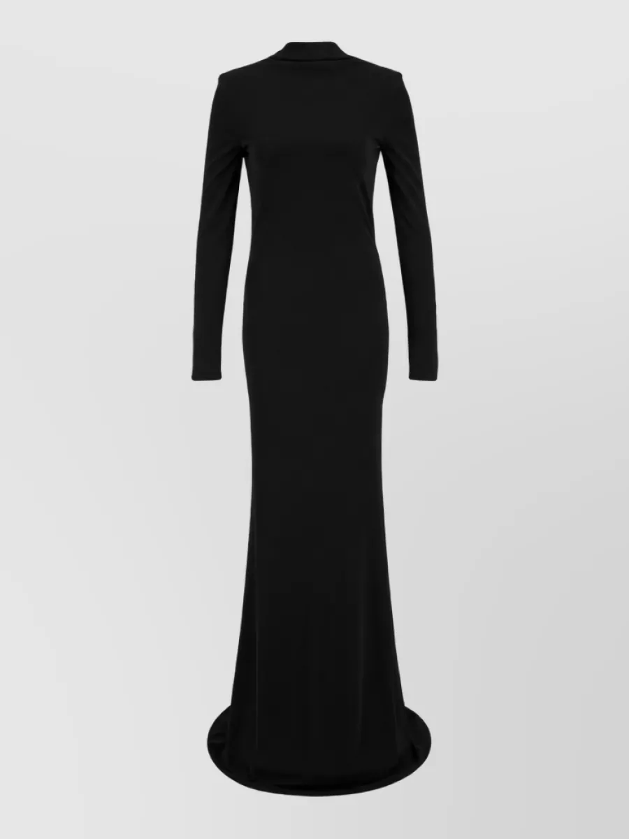 Tom Ford Crepe-Effect High-Neck Long-Sleeve Cutout Maxi Dress