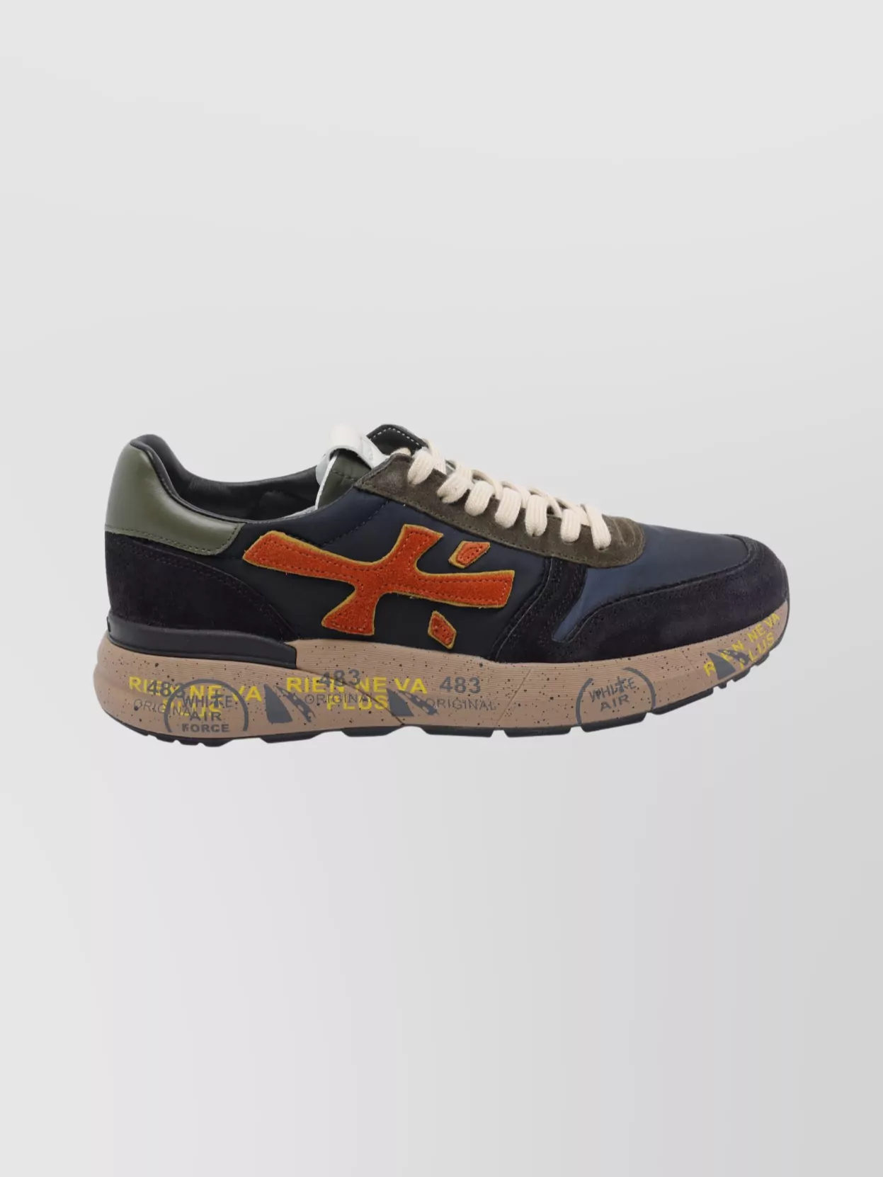 Premiata Casual Lace-Up Sneakers Contrasting Panels