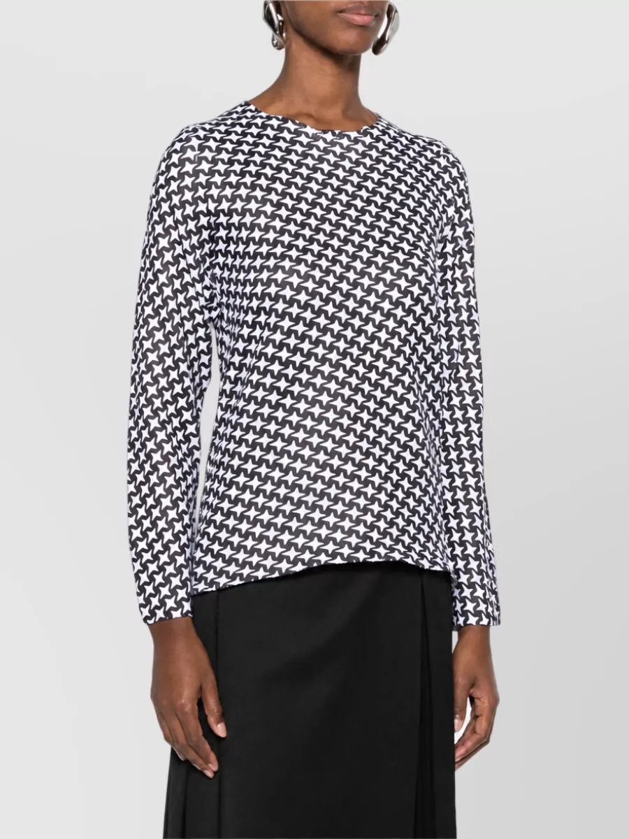 Comme Des Garçons Fine Ribbed Star Print Round Neck Top