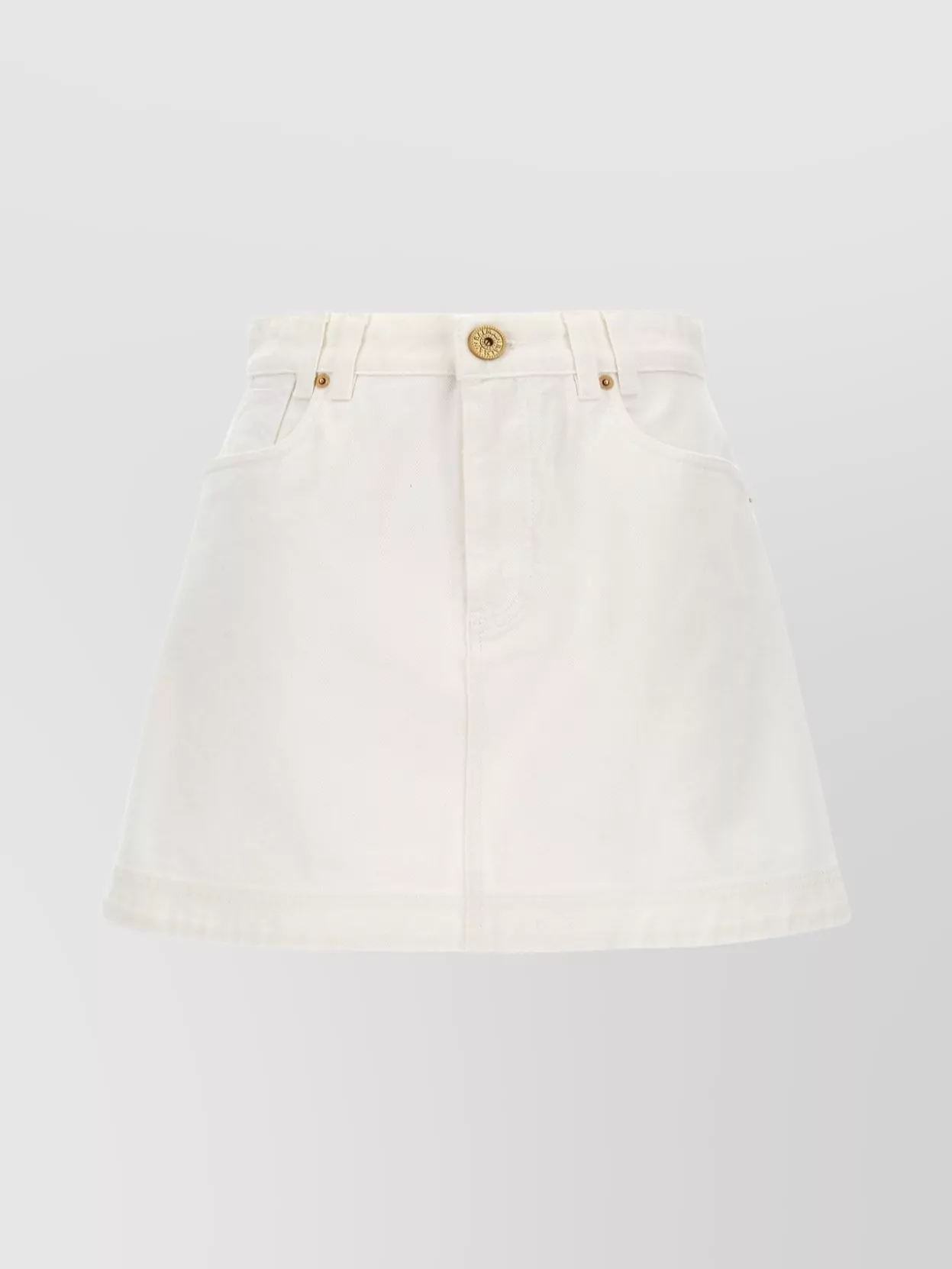 Balmain High-waisted Skirt With Front And Back Pockets In White
