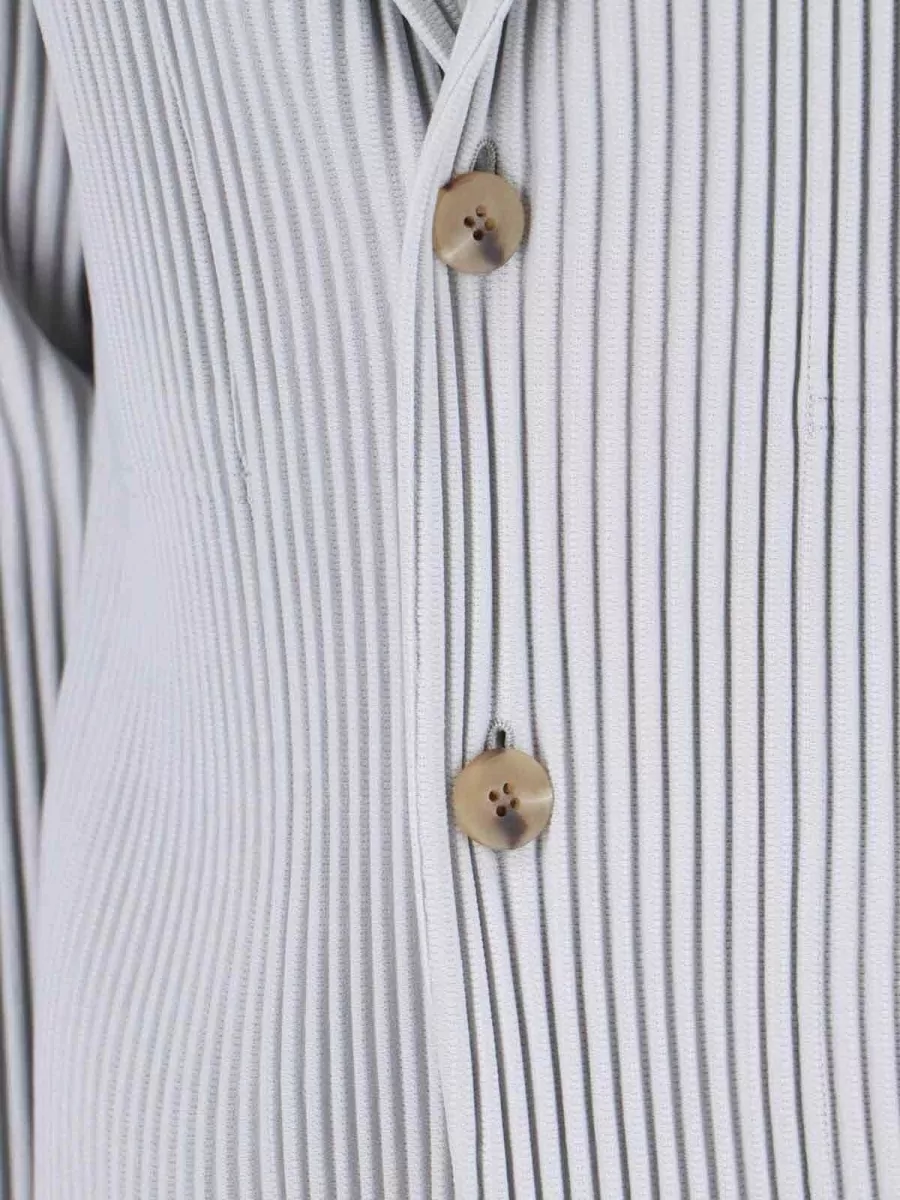 Homme Plisse Issey Miyake Striped Pattern Blazer Long Sleeves