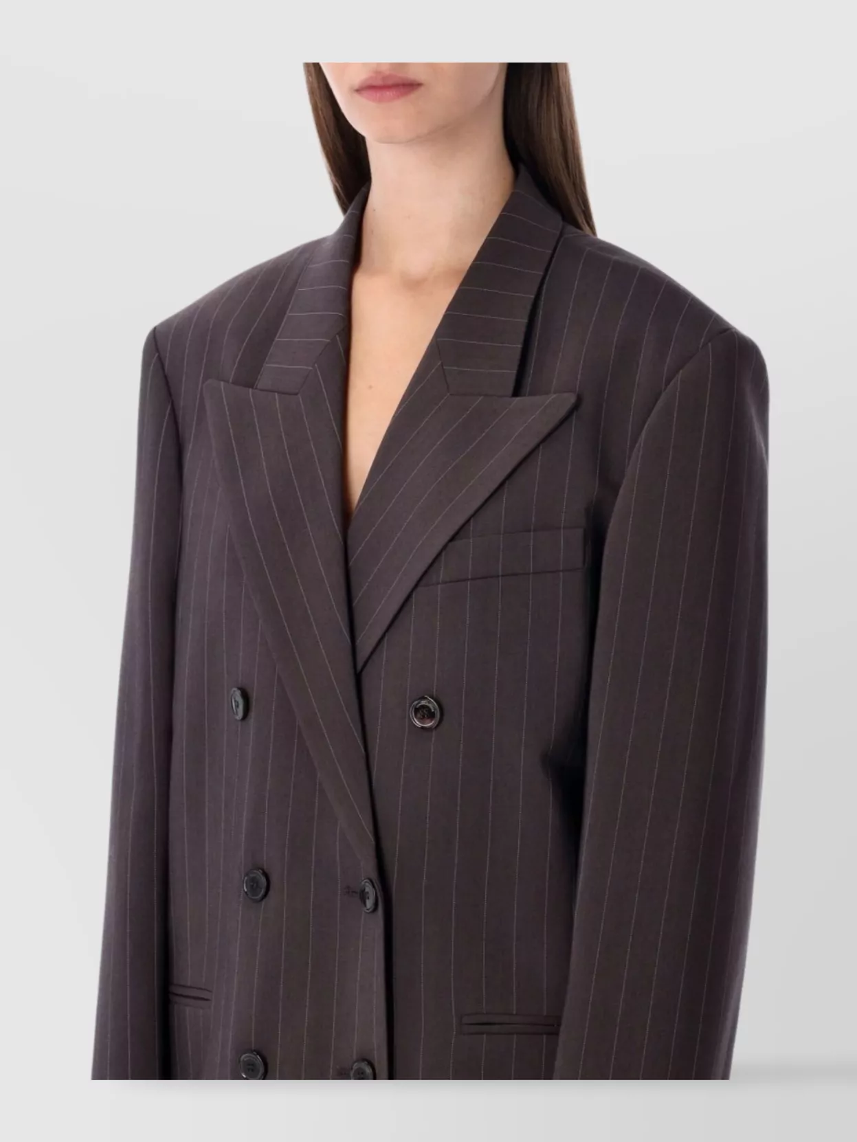 Magda Butrym Double Breasted Pinstripe Front Pocket Jacket