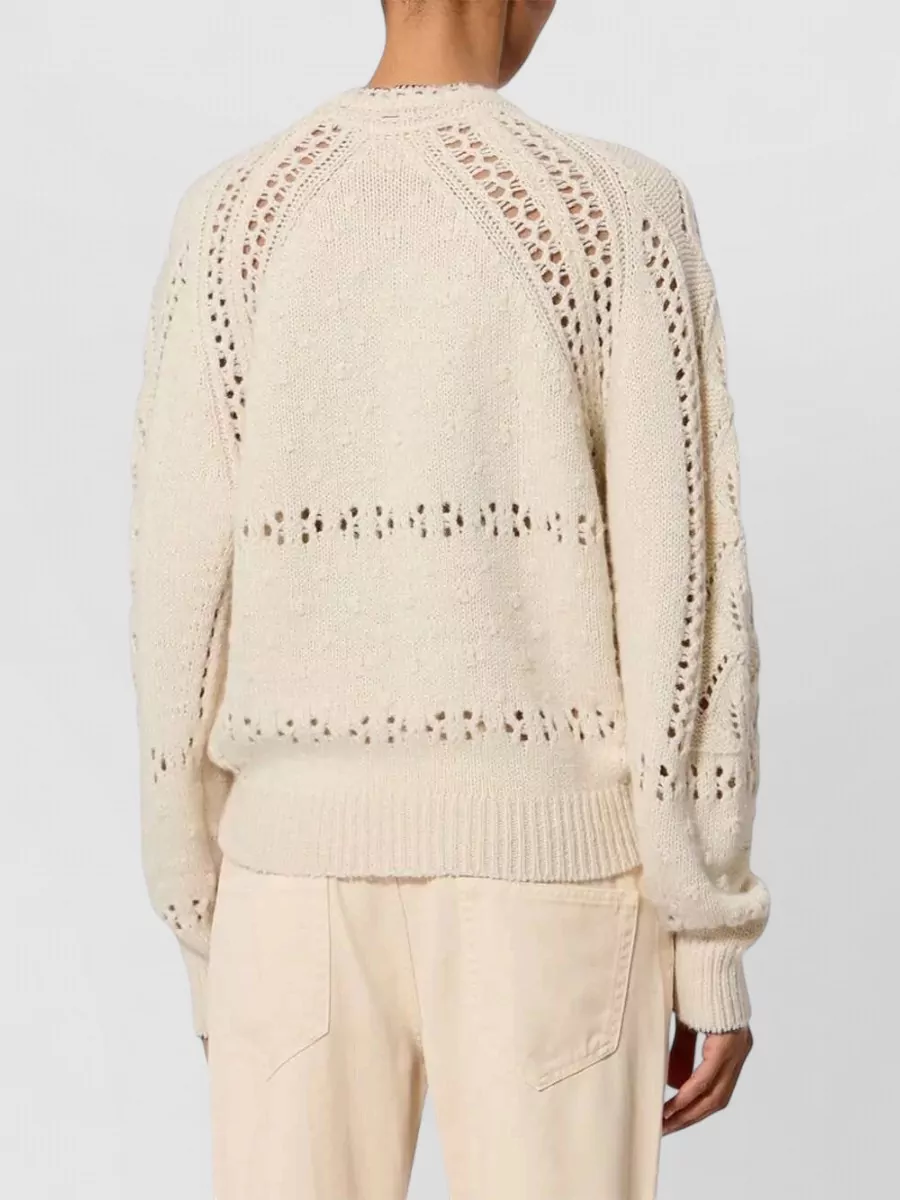 Isabel Marant Etoile Wool Cotton Openwork Textured Knit Sweater