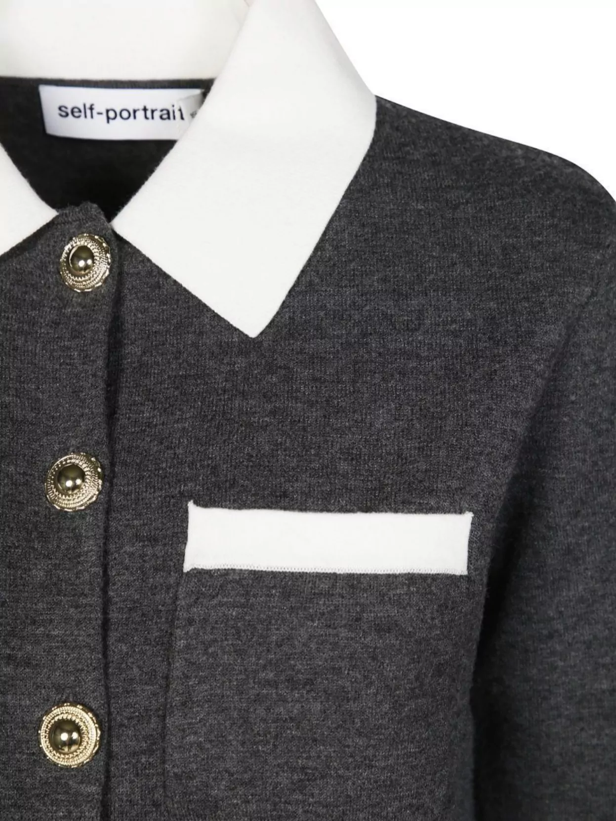 Self-Portrait Wool Cashmere Contrast Collar Cardigan