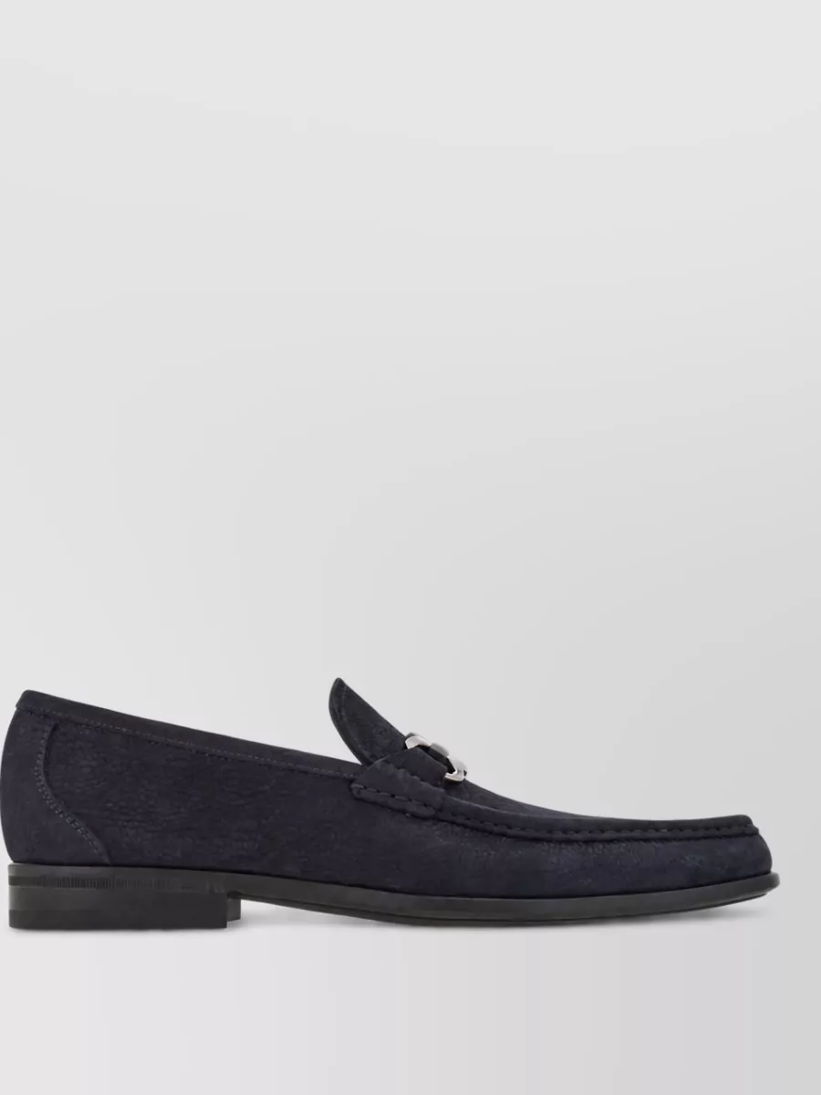 Ferragamo Leather Apron-Toe Loafers