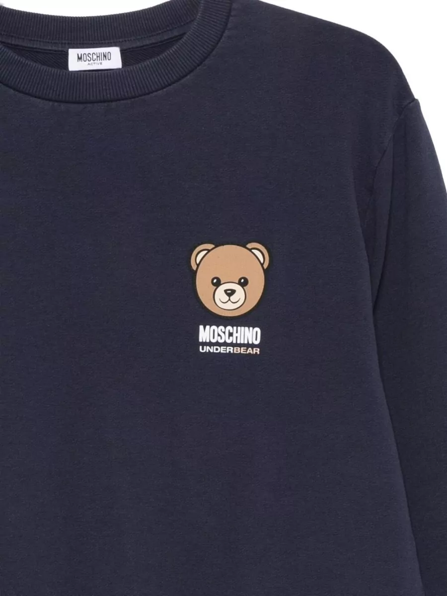 Moschino Ribbed Logo Print Long Sleeve T-Shirt