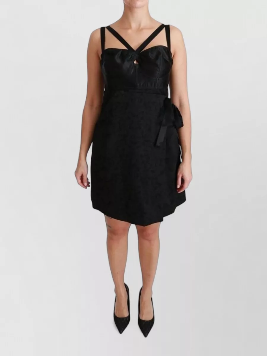 Dolce&Gabbana silk jacquard sleeveless sweetheart neck wrap mini dress