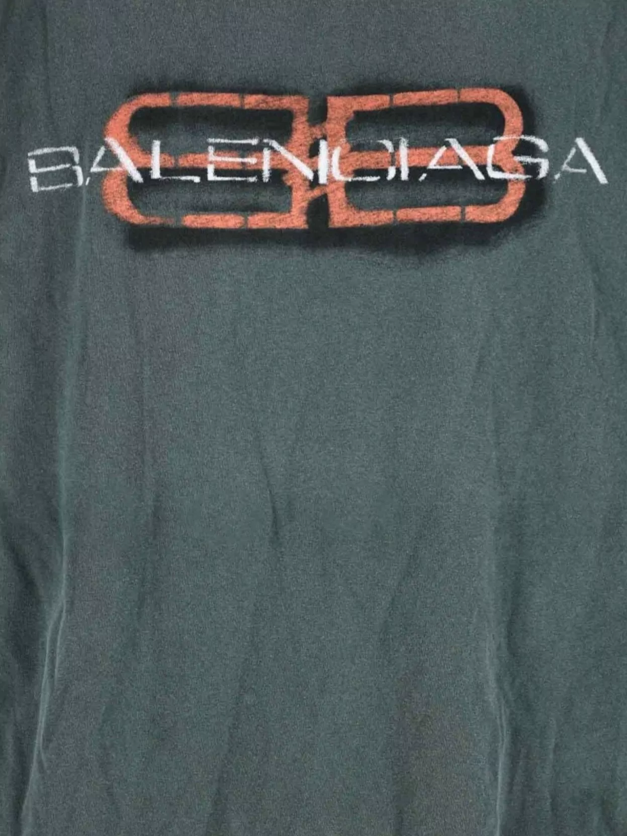 Balenciaga Crew Neck T-shirt Ribbed Cuffs Design In Green
