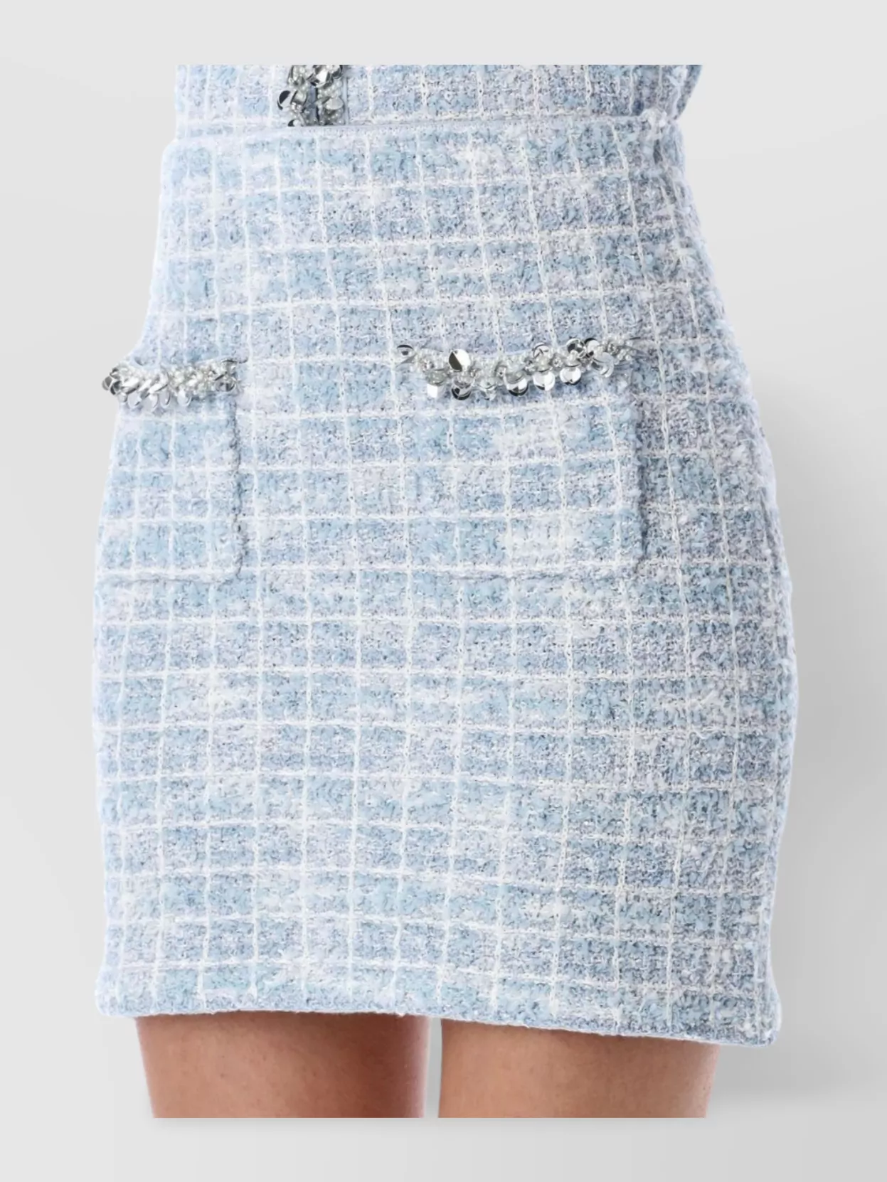 Self-portrait High Waist Textured Fabric Mini Skirt