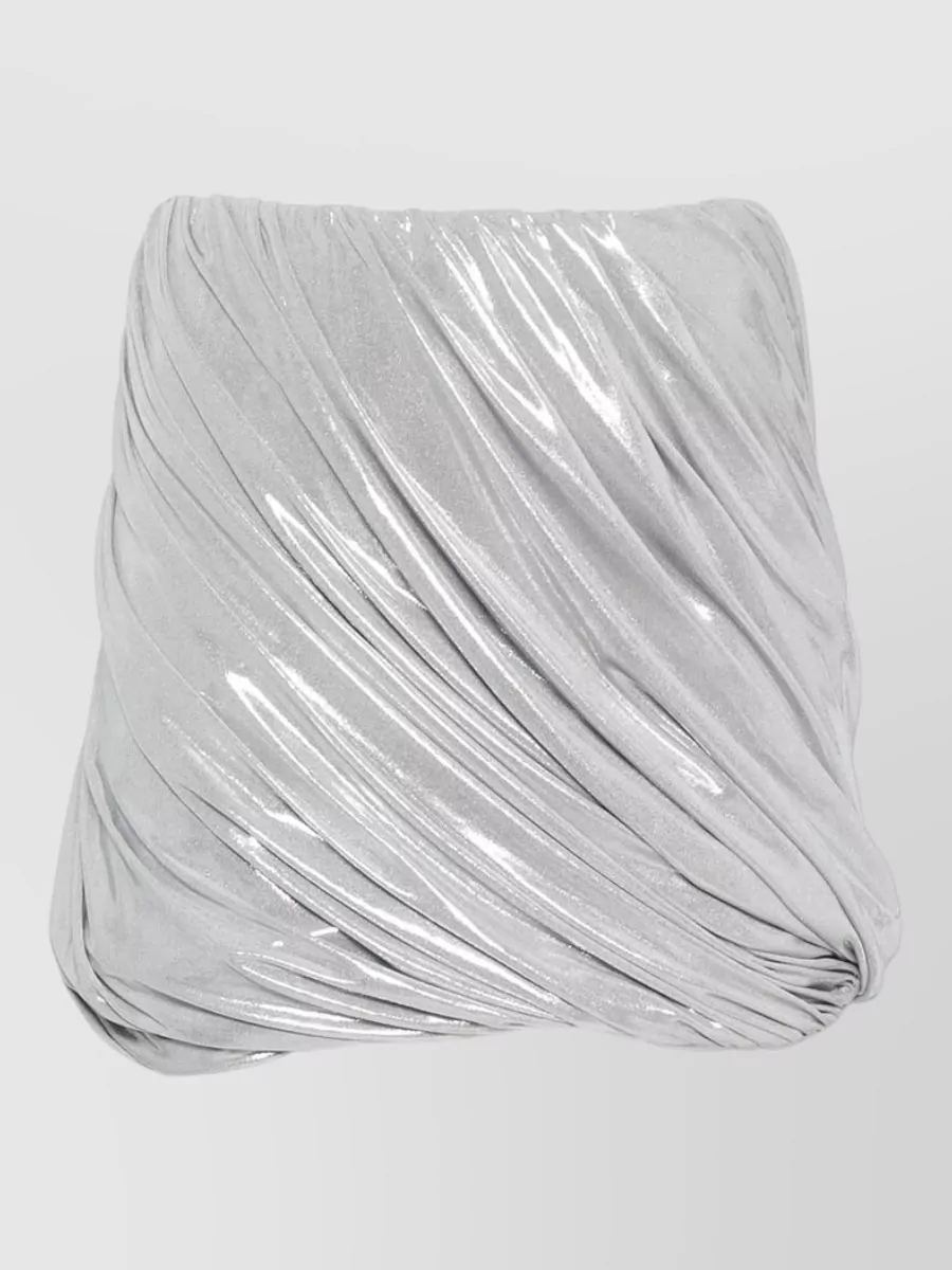 Norma Kamali Metallic Draped Gathered Mini Skirt