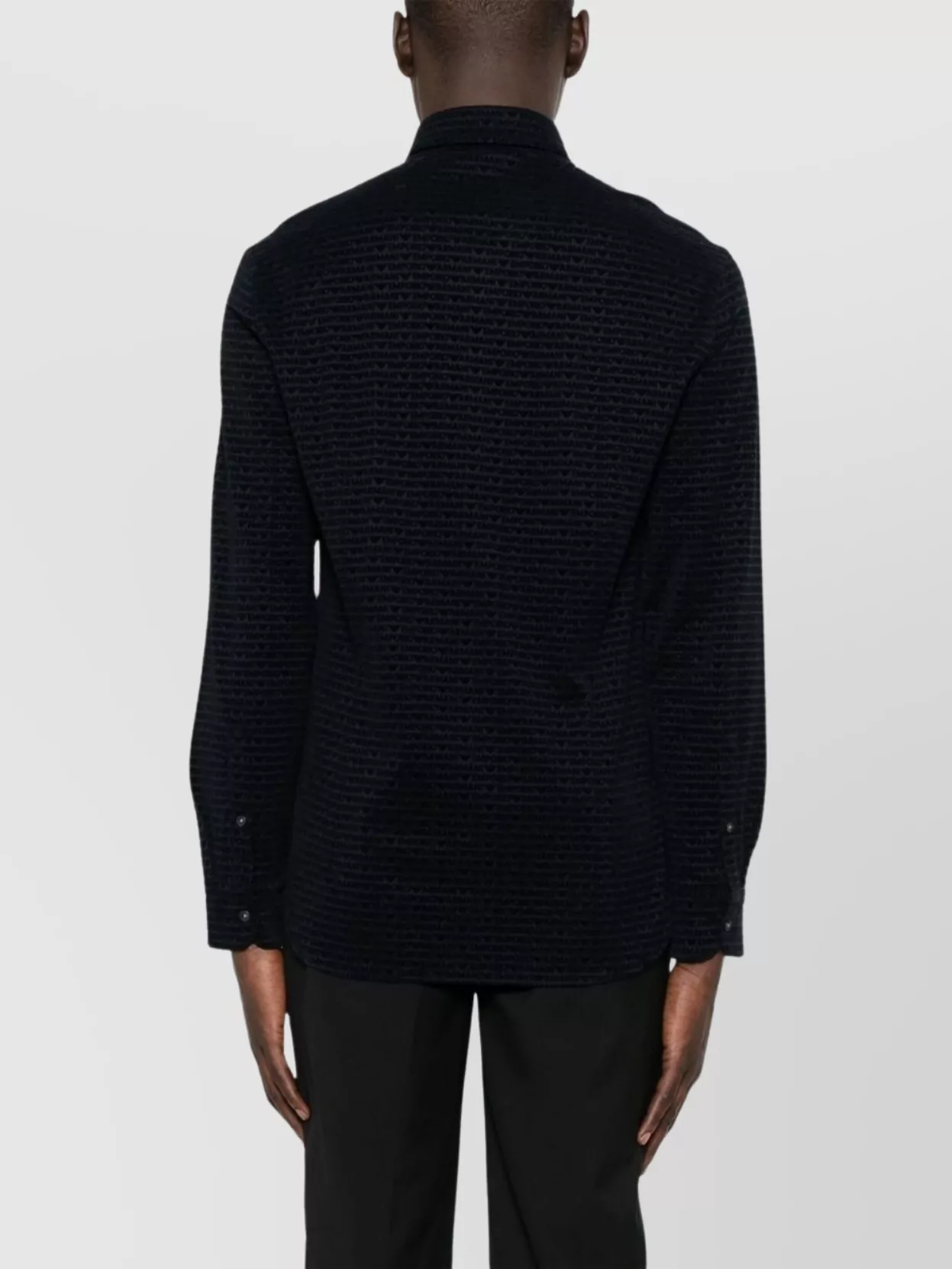 Emporio Armani Logo Print Textured Fabric Shirt