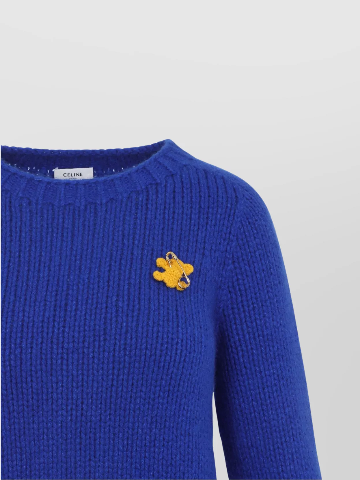 Celine Long Sleeve Crew Neck Sweater With Ribbed Hem