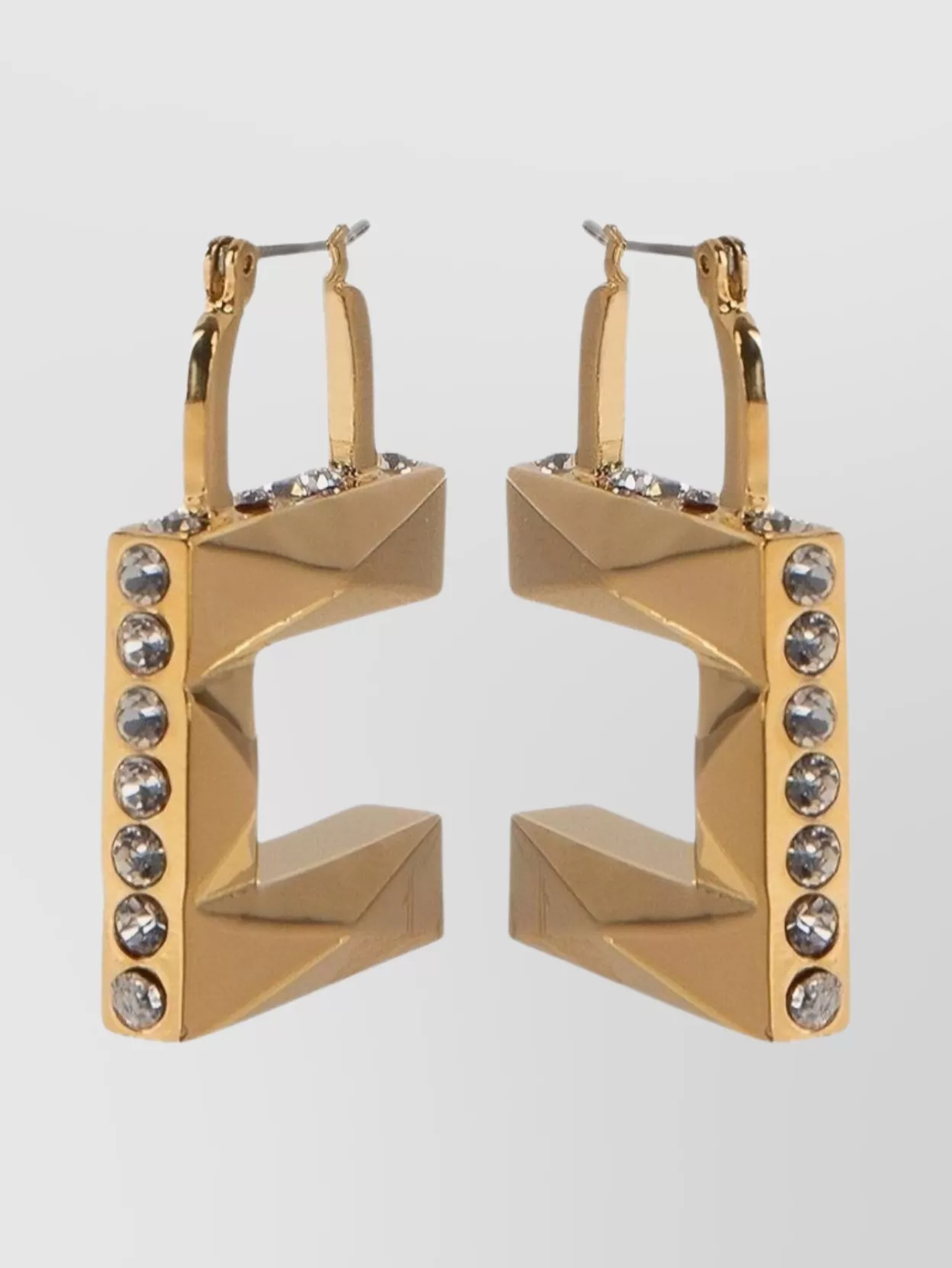 Elisabetta Franchi Geometric Hoop Earrings Textured Stones