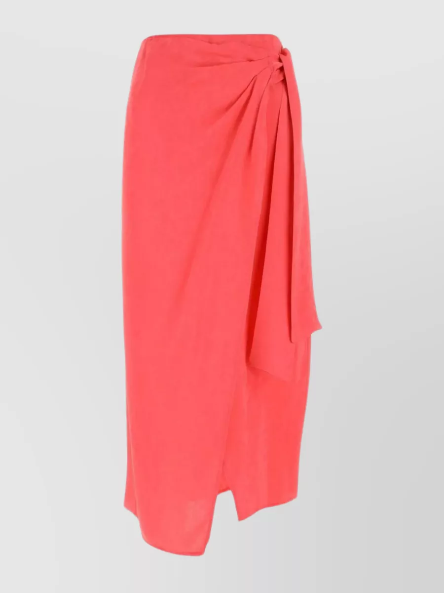 Shop Msgm Unique Hemline Satin Skirt In Pink