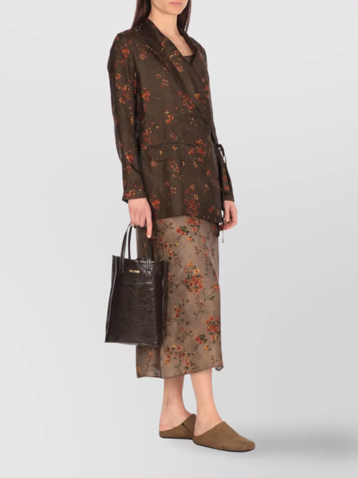 Uma Wang Floral Print Wrap Blazer With Tie Waist