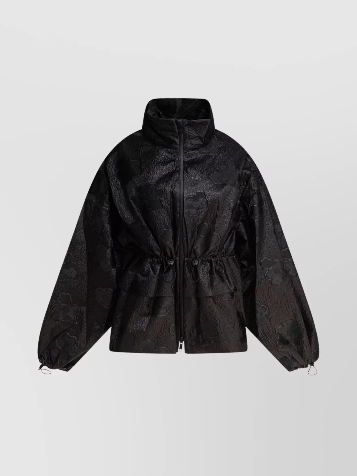 CECILIE BAHNSEN WAIST DRAWSTRING FLORAL HIGH COLLAR TEXTURED JACKET