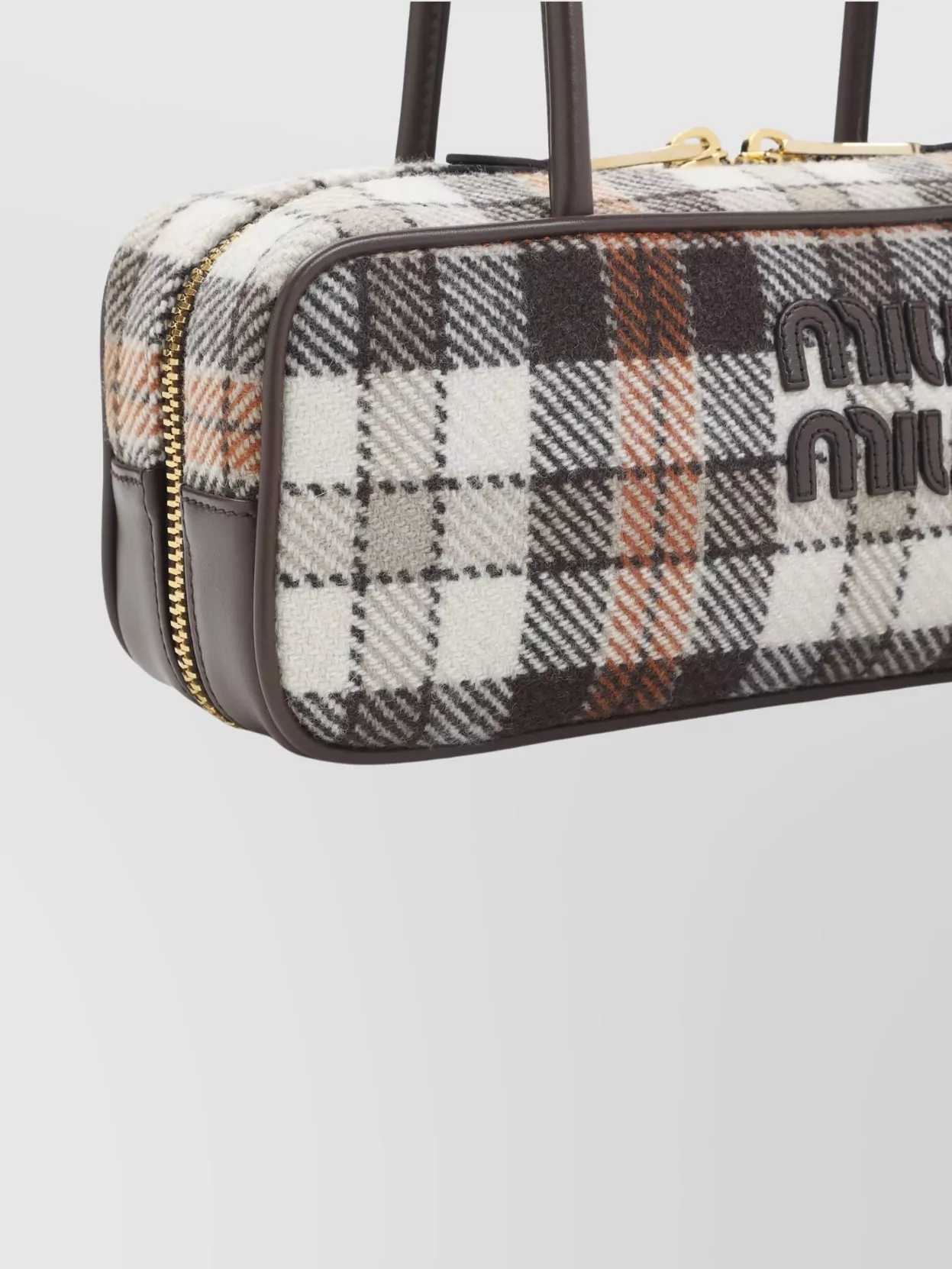 Miu Miu Rectangular Plaid Shoulder Bag With Dual Handles