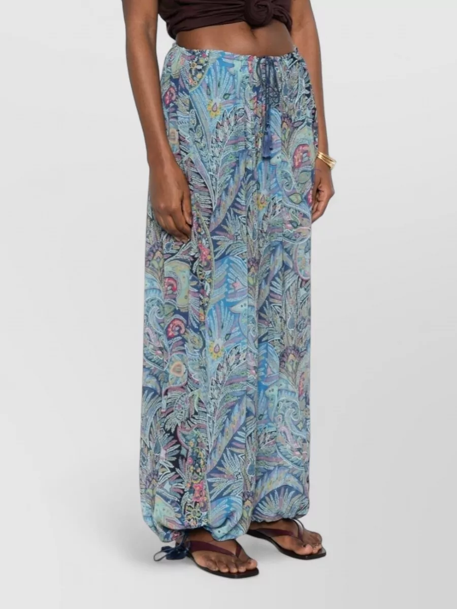 Etro Silk Paisley Printed Wide-Leg Trousers