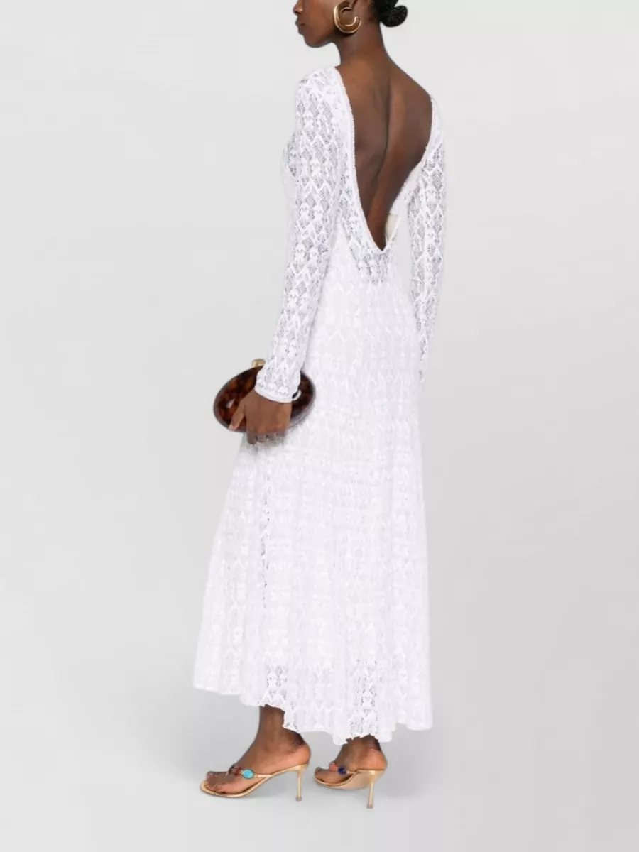 Forte Forte Lace Long-Sleeve V-Back Midi Dress