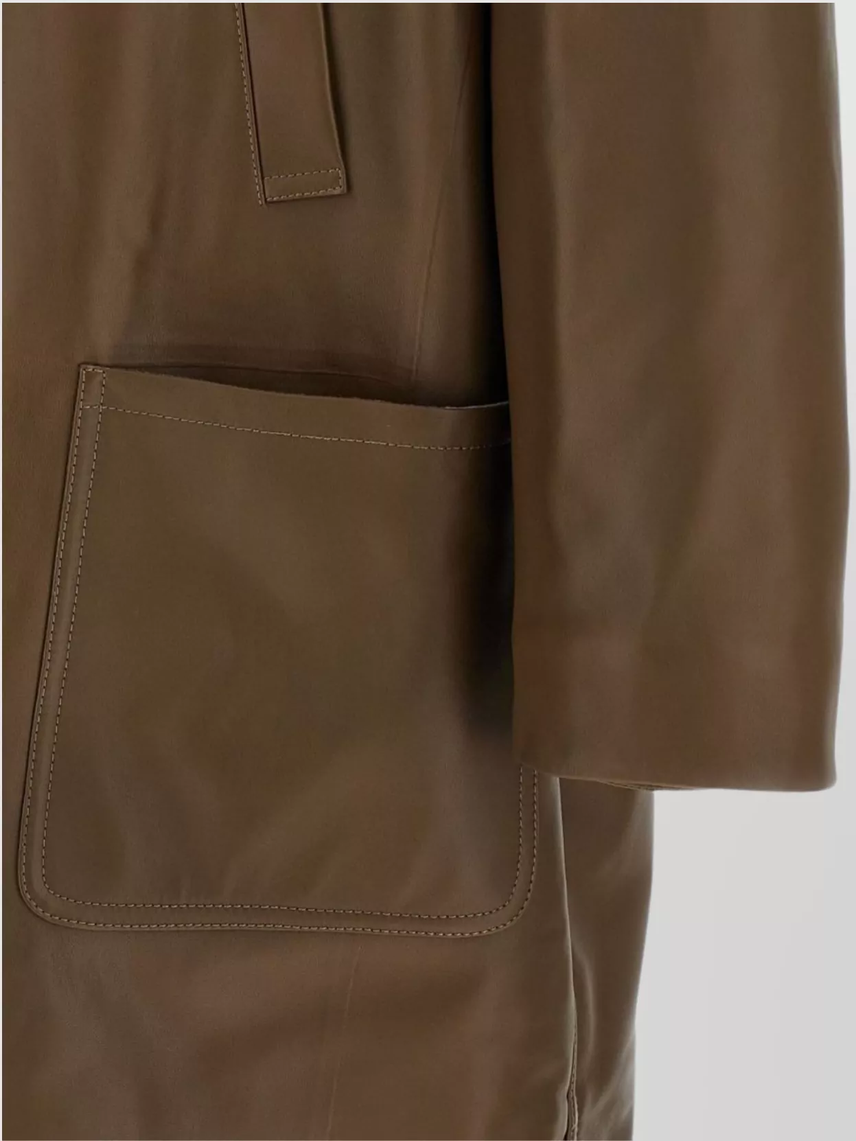 Fendi Oversized Leather Coat Double-Breasted Front