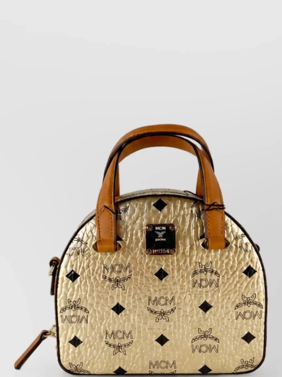 Mcm münchen mini leather shoulder bag