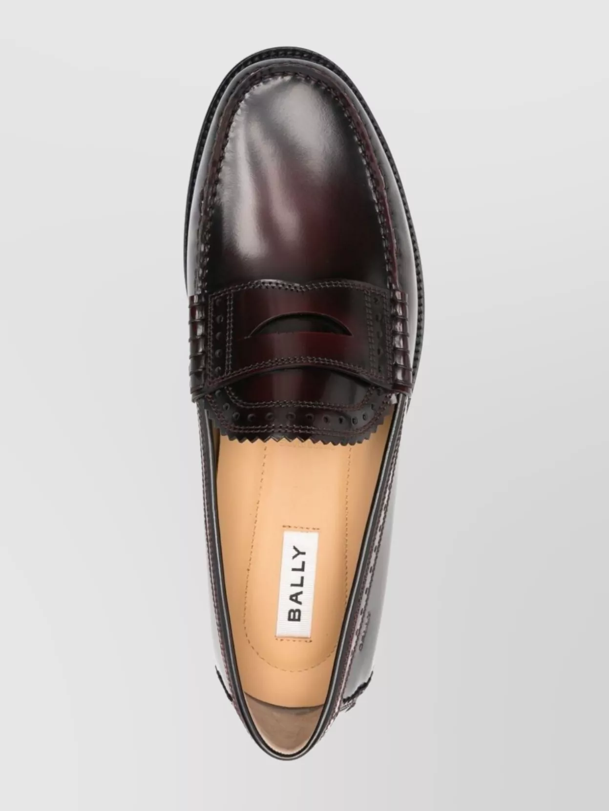 Bally Round Toe Penny Loafers With Perforated Detail