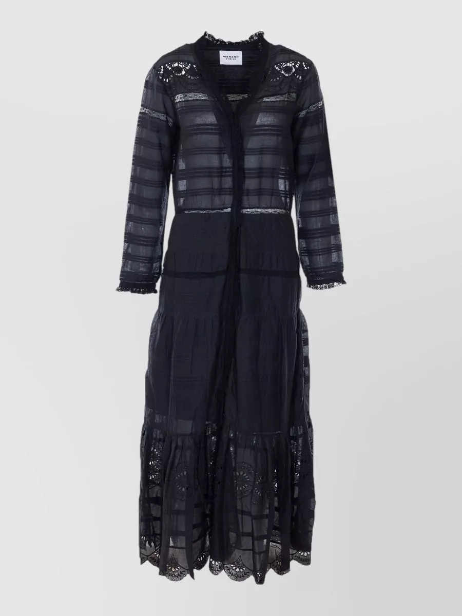 Isabel Marant Etoile Cotton v-neck long-sleeve midi shirt dress