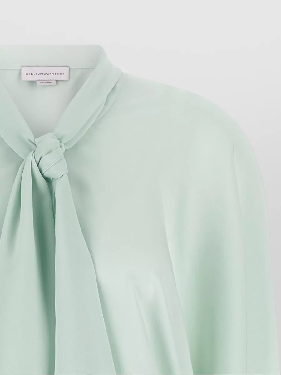Stella Mccartney Silk Lavallière Collar Draped Wide Sleeve Blouse