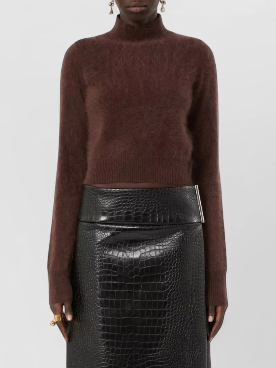 Sportmax Cashmere Slim-Fit Long-Sleeve Mock-Neck Sweater