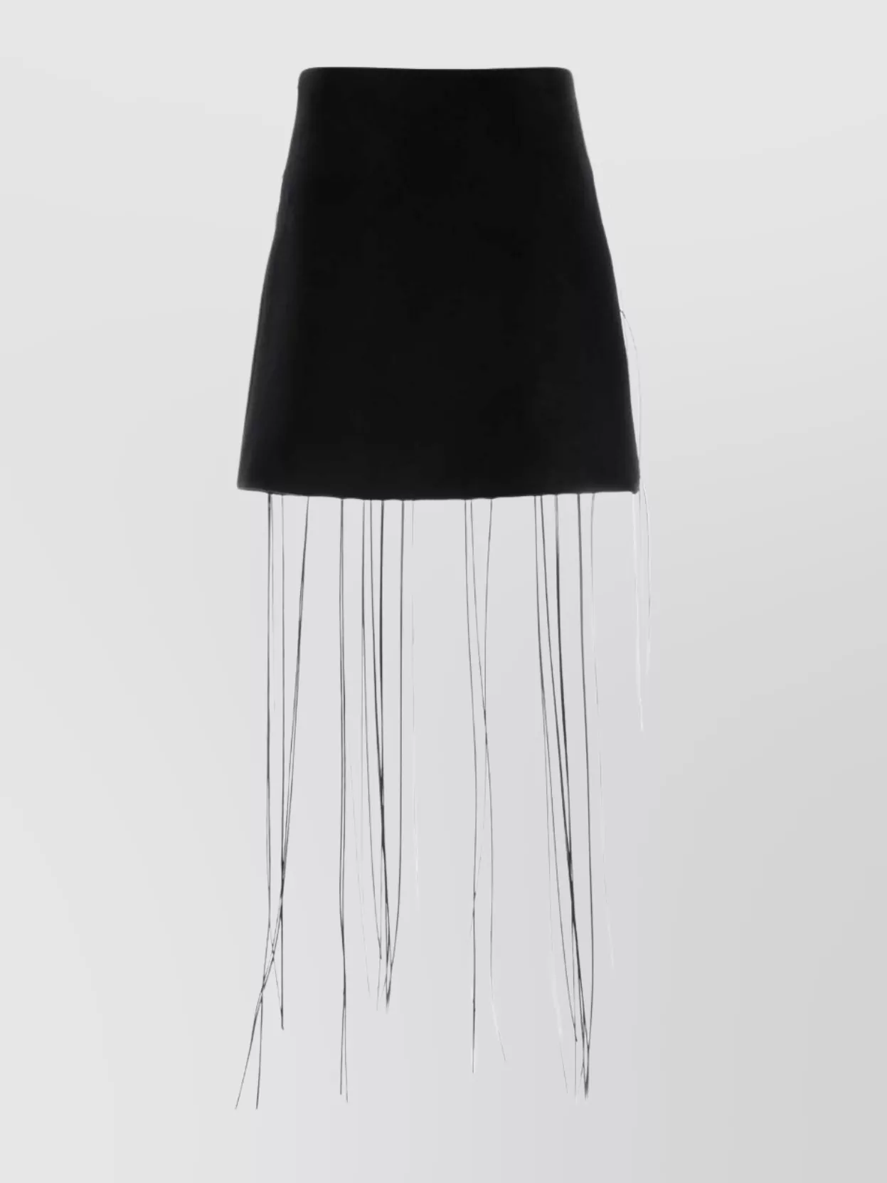 Jil Sander High Waist Mini Skirt Fringe Detail In Black