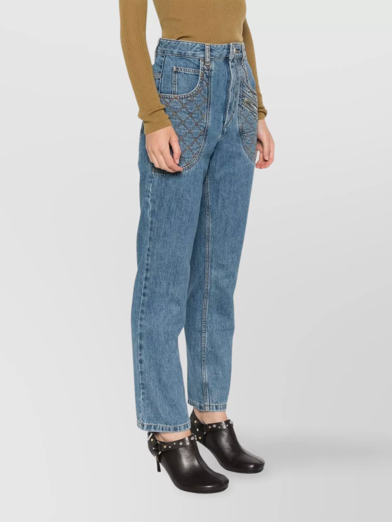Isabel Marant High-waisted Denim Trousers Diamond-quilted Detailing