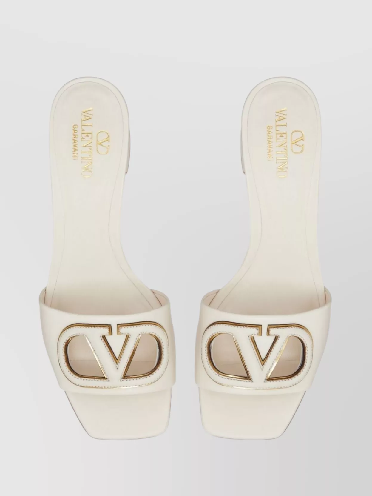 Valentino Garavani White Mules With Vlogo Cut-out On The Front In Leather Woman