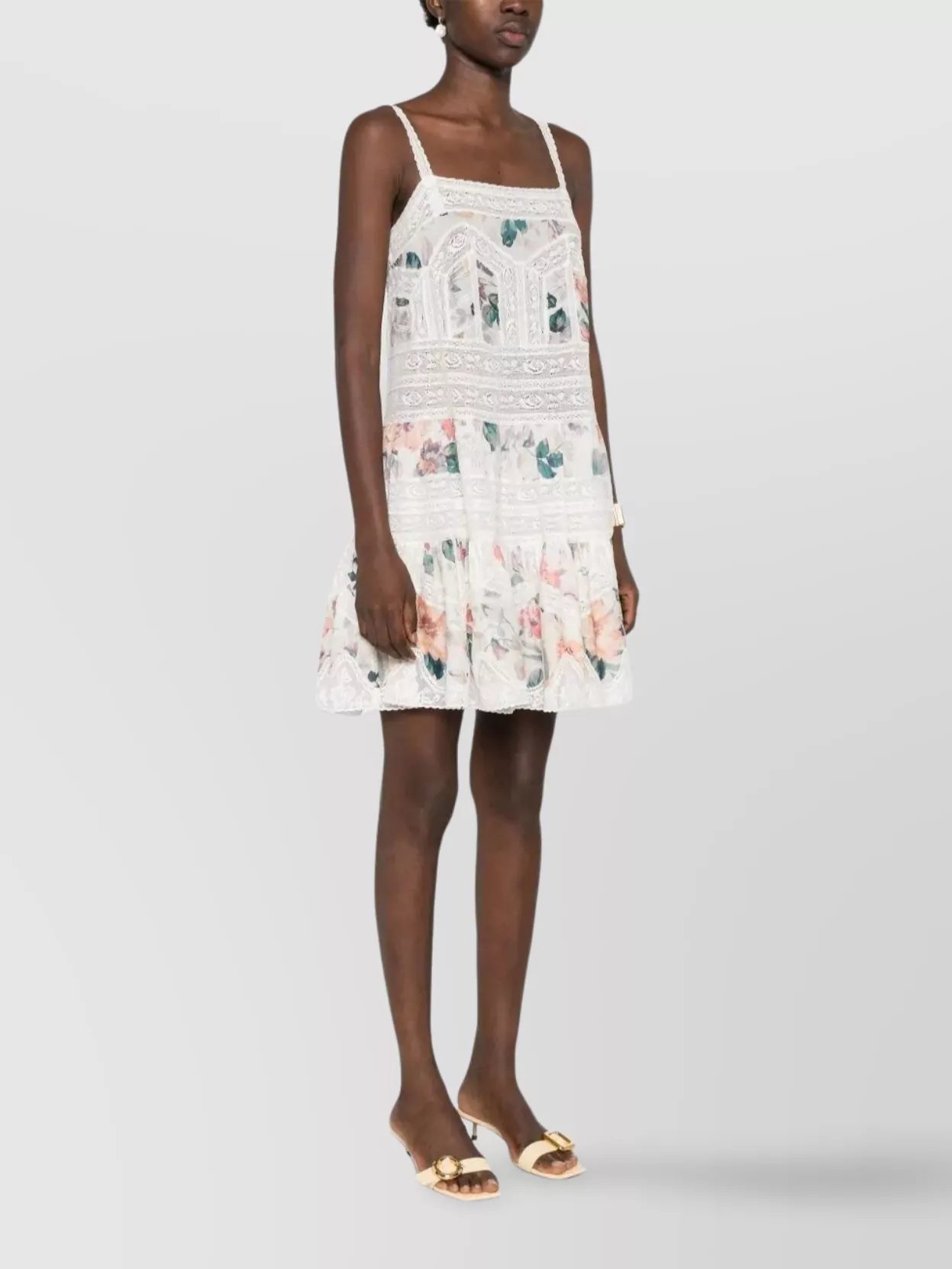 Shop Zimmermann Lace Trim Mini Dress With Flared Skirt