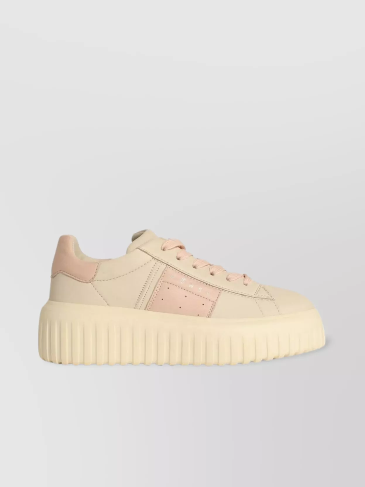 Hogan 'Ivory Leather Sneakers' Perforated Platform Two-Tone