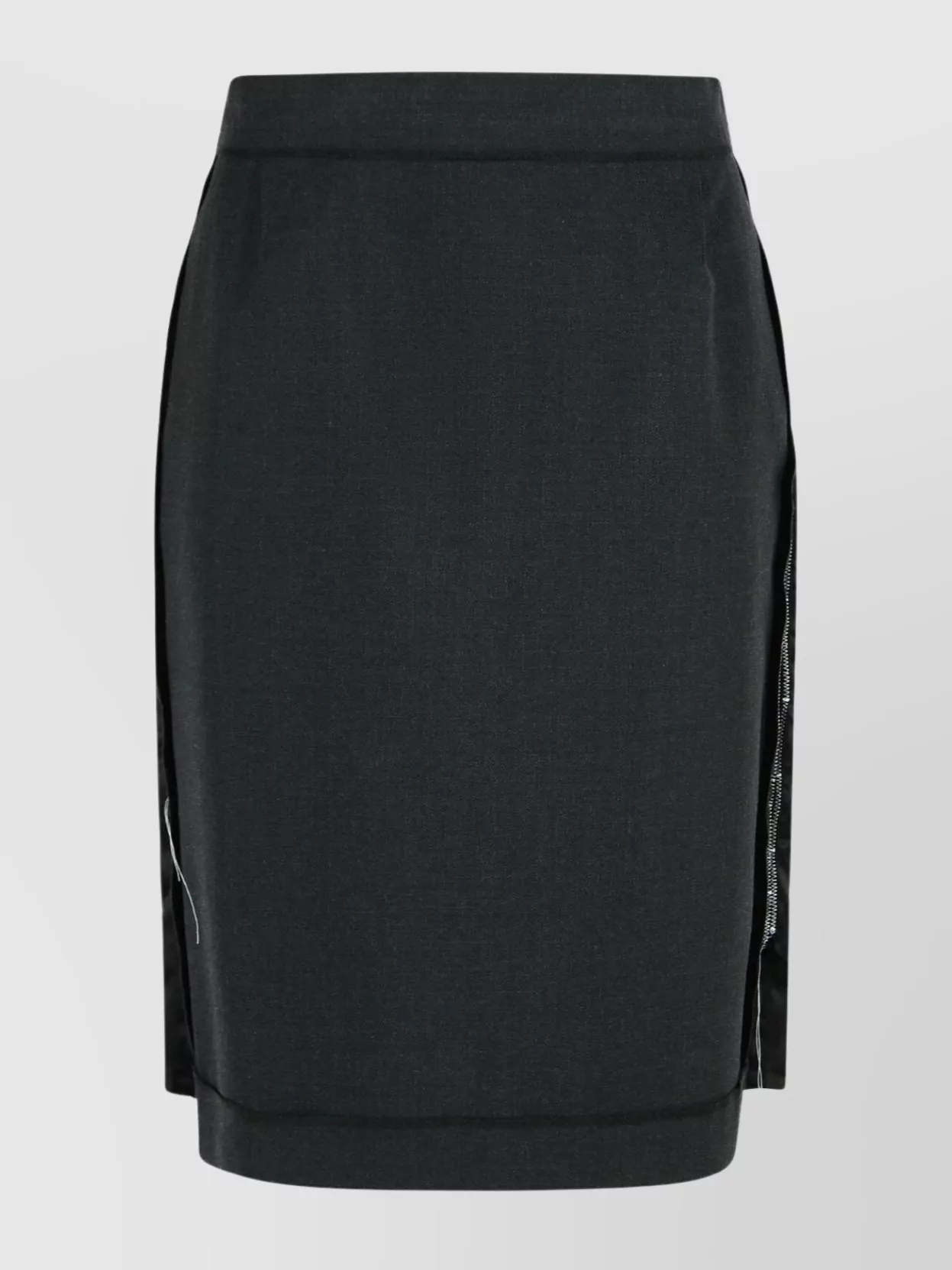 Maison Margiela High Waist Knee Length Wool Blend Skirt In Gray