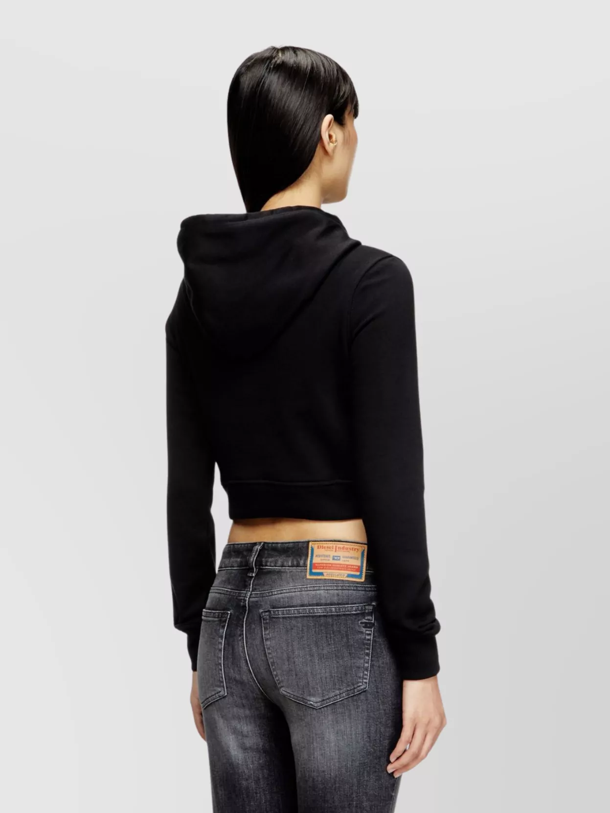 Diesel Cotton-Blend Cropped Hooded Sweatshirt