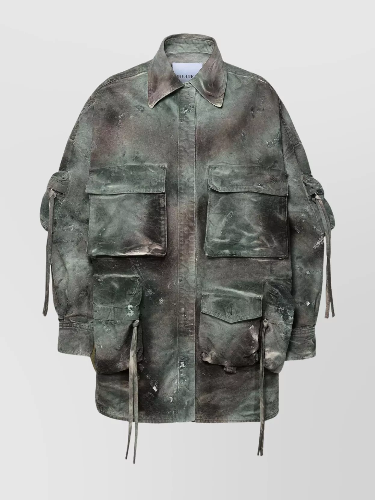 Attico 'fern' Short Coat Camouflage Denim