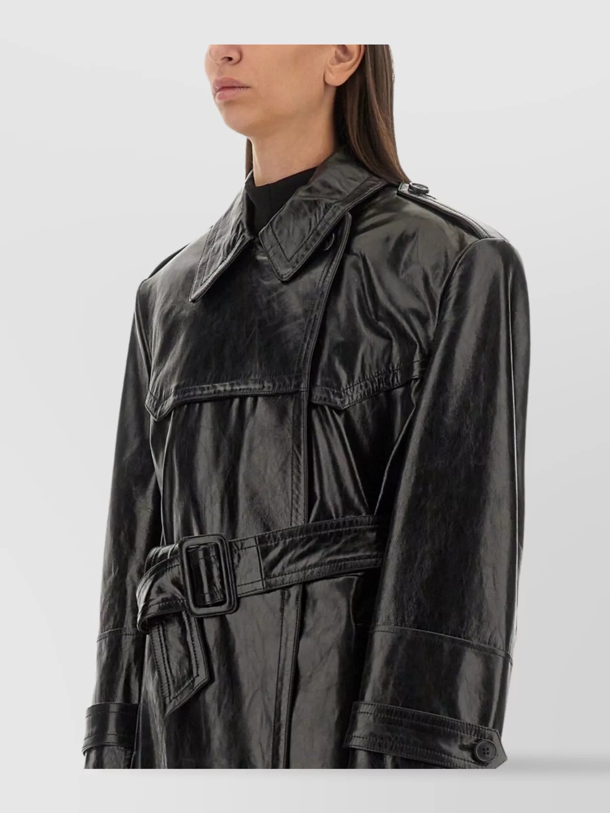 Sportmax Long Coat With Belt And Epaulettes In Brown